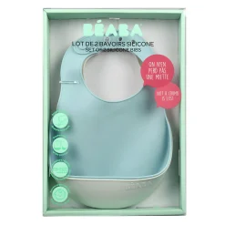 Bavoirs*Béaba Lot de 2 Bavoirs Silicone de Green/Grey