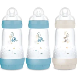 Biberons Pp (Polypropylène)*Mam Lot de 3 Biberons Easy Start anti-colique Débit 2 260 ml de Océan / Sable