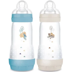 Biberons Pp (Polypropylène)*Mam Lot de 2 Biberons Easy Start anti-colique Débit 3 320 ml de Océan / Sable