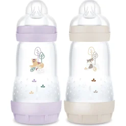 Biberons Pp (Polypropylène)*Mam Lot de 2 Biberons Easy Start anti-colique Débit 2 260 ml de Lilas / Sable