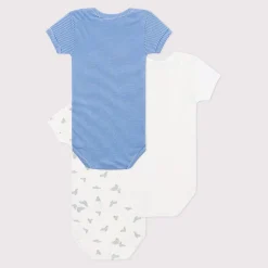 Bodies|Bodies*Petit Bateau Lot de 3 bodies manches courtes en coton imprimé bébé de