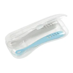 Couverts*Béaba Lot de 2 Cuillères 1er âge en silicone + boite de transport de grey/blue