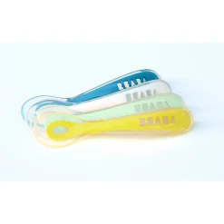 Couverts*Béaba Lot de 4 cuillères 2ème âge soft de Bleu