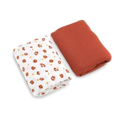 Draps Housses*Petit à petit Lot de 2 draps housses 60 x 120 cm de Leopard terre sienne