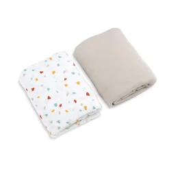 Draps Housses*Petit à petit Lot de 2 draps housses 60 x 120 cm de Terrazo / Beige