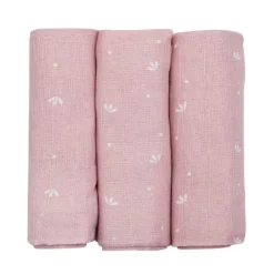 Langes*Trois Kilos Sept Lot de 3 langes bébé 70 x 70 cm de Rose