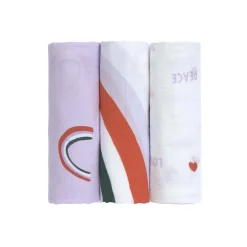 Langes*Lässig Lot de 3 langes d'emmaillotage L de Lavande