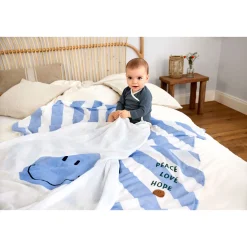 Langes*Lässig Lot de 2 langes d'emmaillotage XL de Bleu ciel