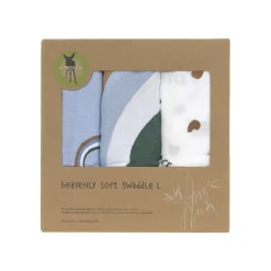 Langes*Lässig Lot de 3 langes d'emmaillotage L de Bleu ciel