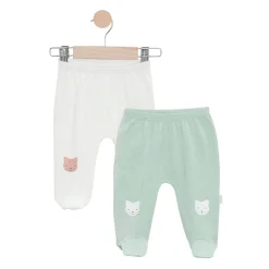 Pantalons, Shorts|Pantalons, Shorts, Leggings*P'tit bisou Lot de 2 Leggings avec pieds de Sauge / Écru