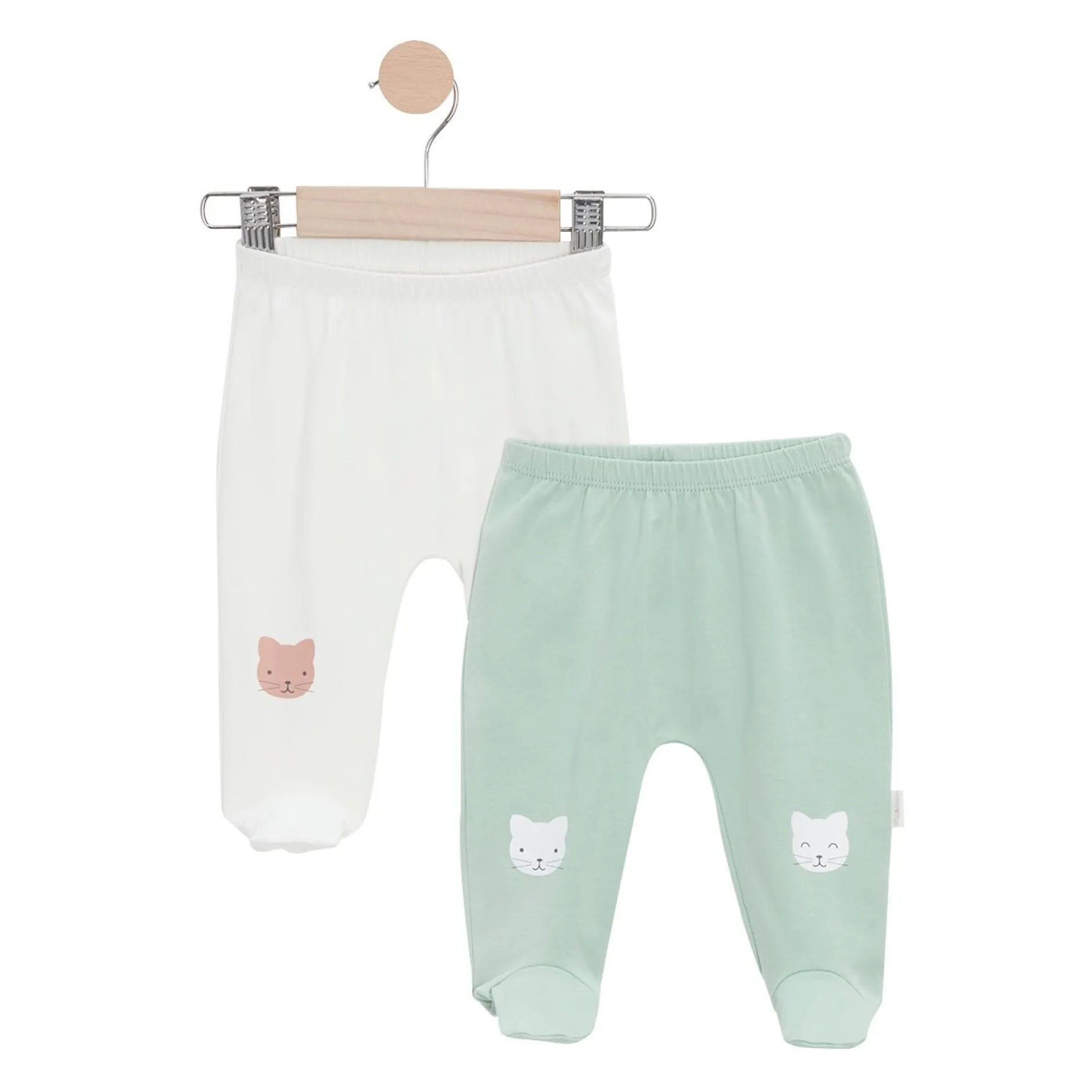 Pantalons, Shorts|Pantalons, Shorts, Leggings*P'tit bisou Lot de 2 Leggings avec pieds de Sauge / Écru