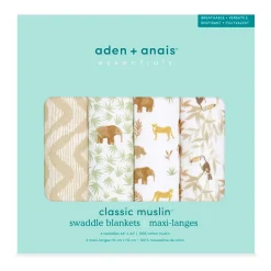 Langes*aden + anais essentials Lot de 4 Maxi-Langes Mousseline de Tanzania