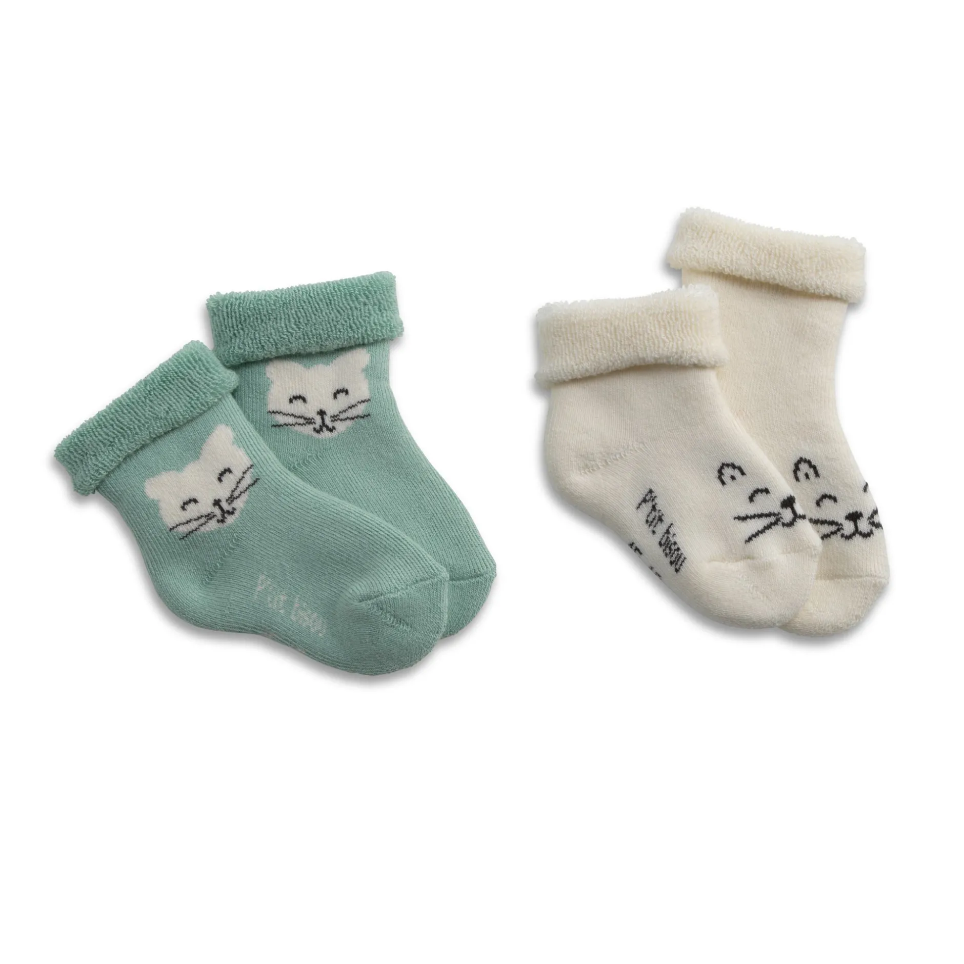 Chaussettes, Chaussons|Chaussettes, Collants, Chaussons*P'tit bisou Lot de 2 paires de chaussettes de Moustache et Tête de Chat