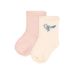 Chaussettes, Collants, Chaussons*Petit Bateau Lot de 2 paires de chaussettes oiseau 23/36 de Beige/Rose
