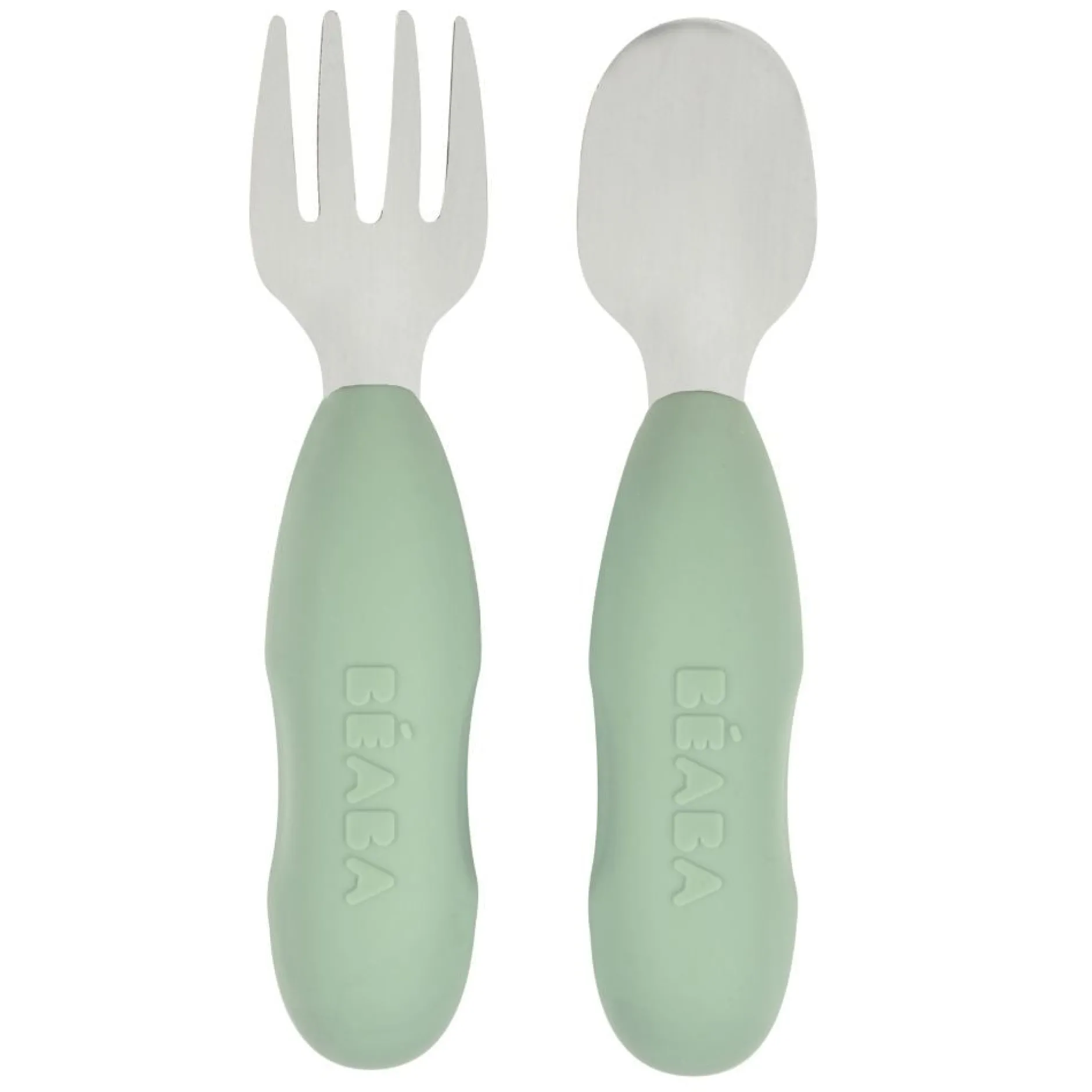 Couverts*Béaba Lot de 2 pré-cous Inox de Vert