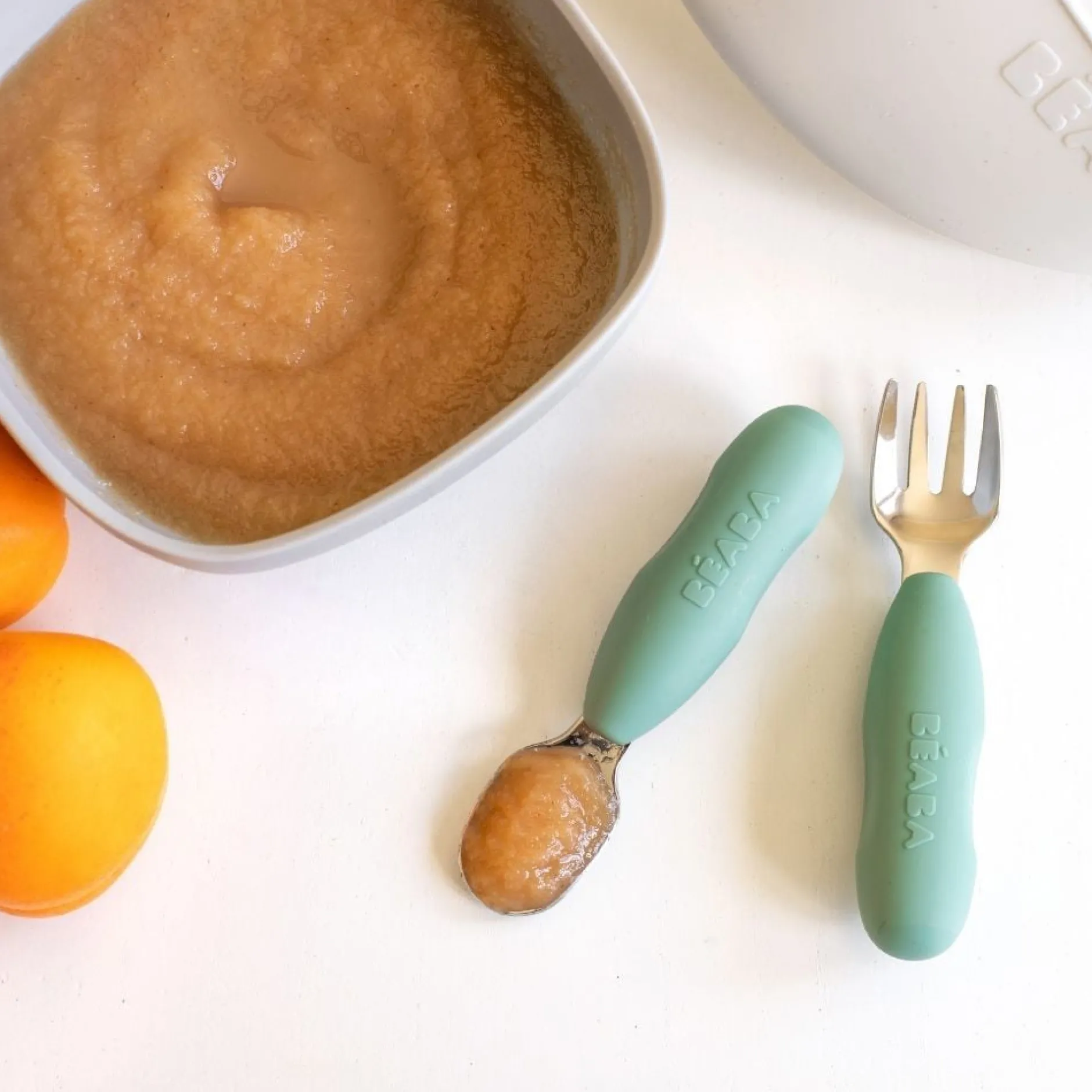 Couverts*Béaba Lot de 2 pré-cous Inox de Vert