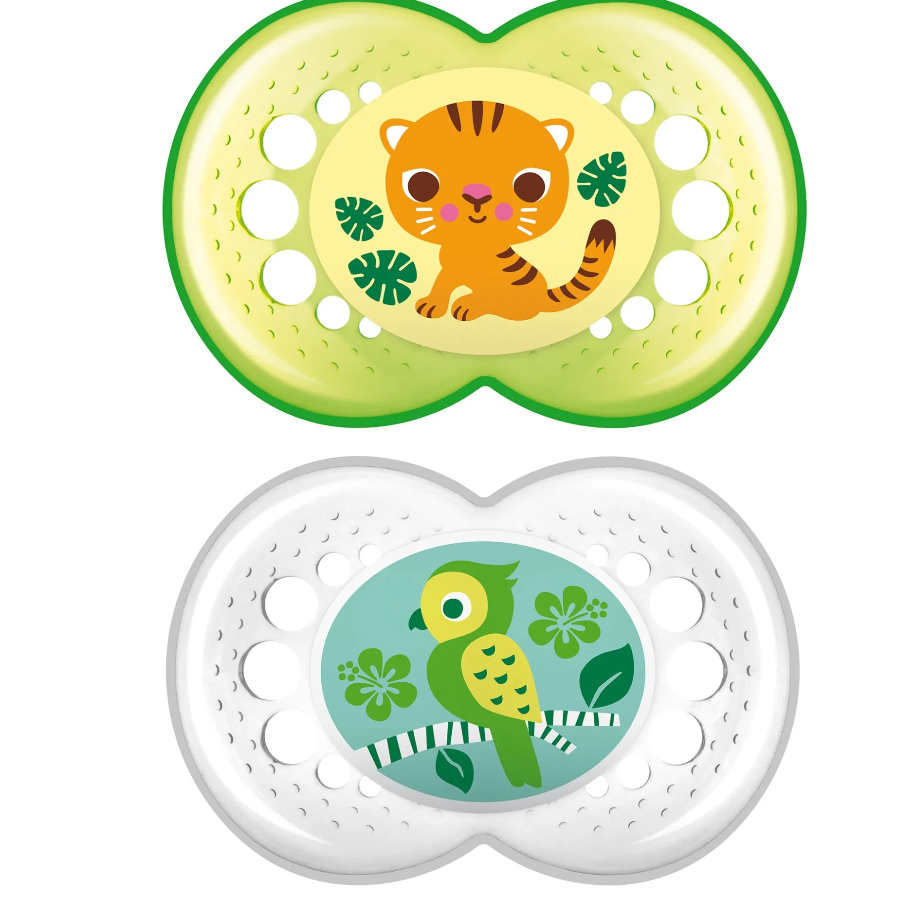 Sucettes*Mam Lot de 2 sucettes animaux 2ème âge silicone de Aléatoire