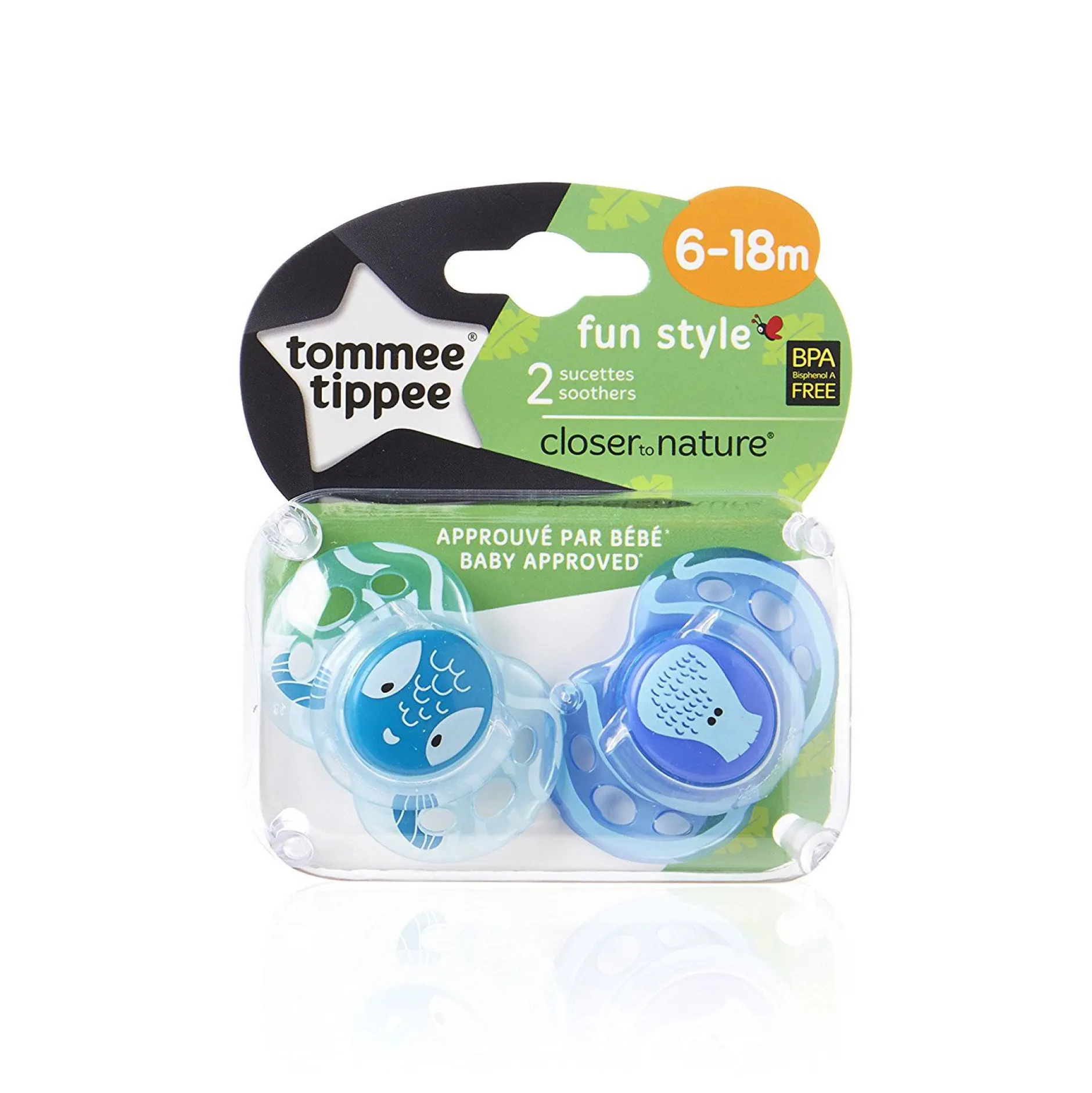 Sucettes*Tommee Tippee Lot de 2 sucettes Fun 6-18 mois de Aléatoire