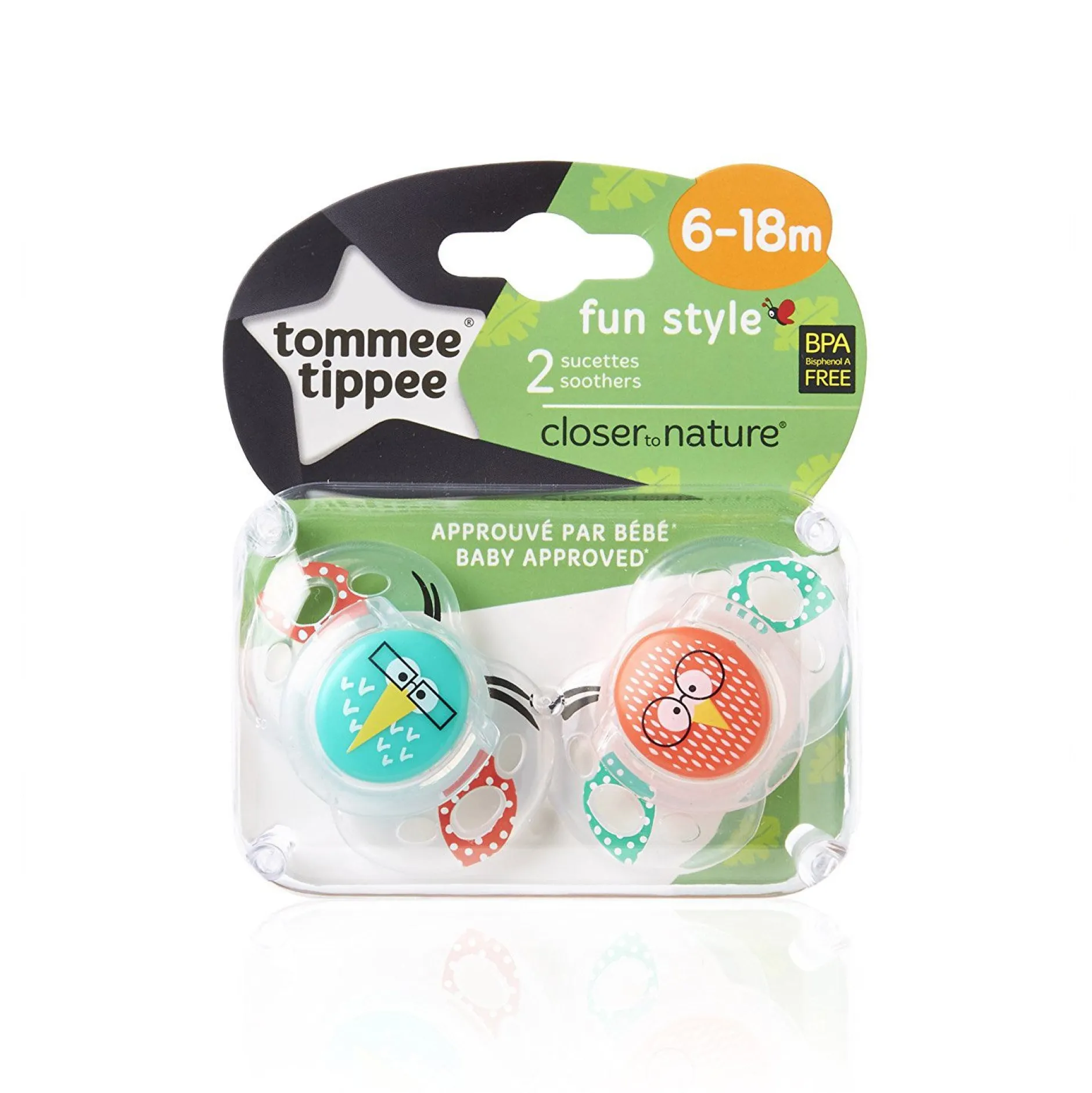 Sucettes*Tommee Tippee Lot de 2 sucettes Fun 6-18 mois de Aléatoire