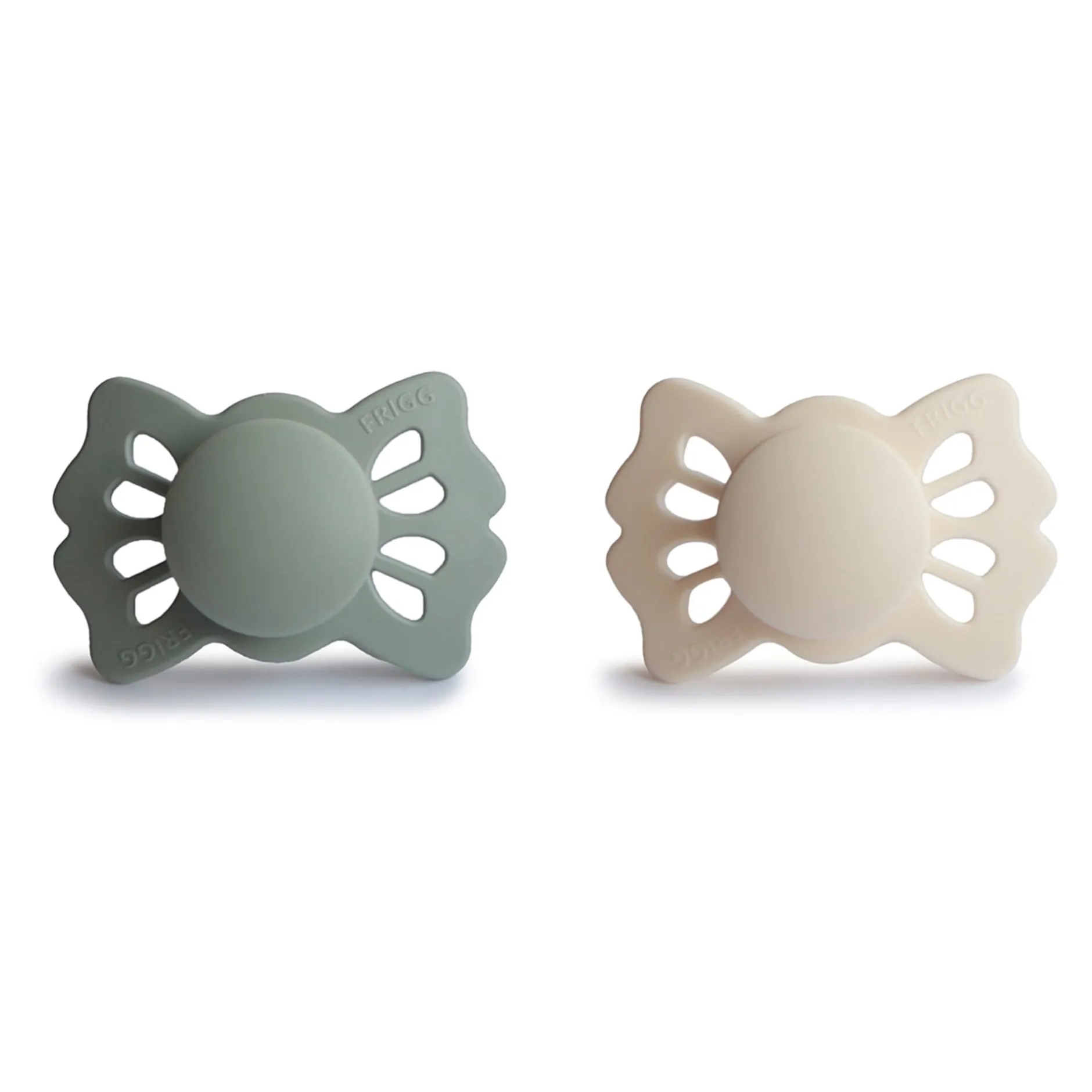 Sucettes*Frigg Lot de 2 sucettes Lucky Silicone 0-6 mois de Sauge / Cream