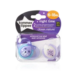 Sucettes*Tommee Tippee Lot de 2 sucettes Nuit 6-18 mois de Aléatoire