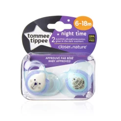 Sucettes*Tommee Tippee Lot de 2 sucettes Nuit 6-18 mois de Aléatoire