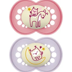 Sucettes*Mam Lot de 2 sucettes Original Nuit Aléatoire 18 mois + de