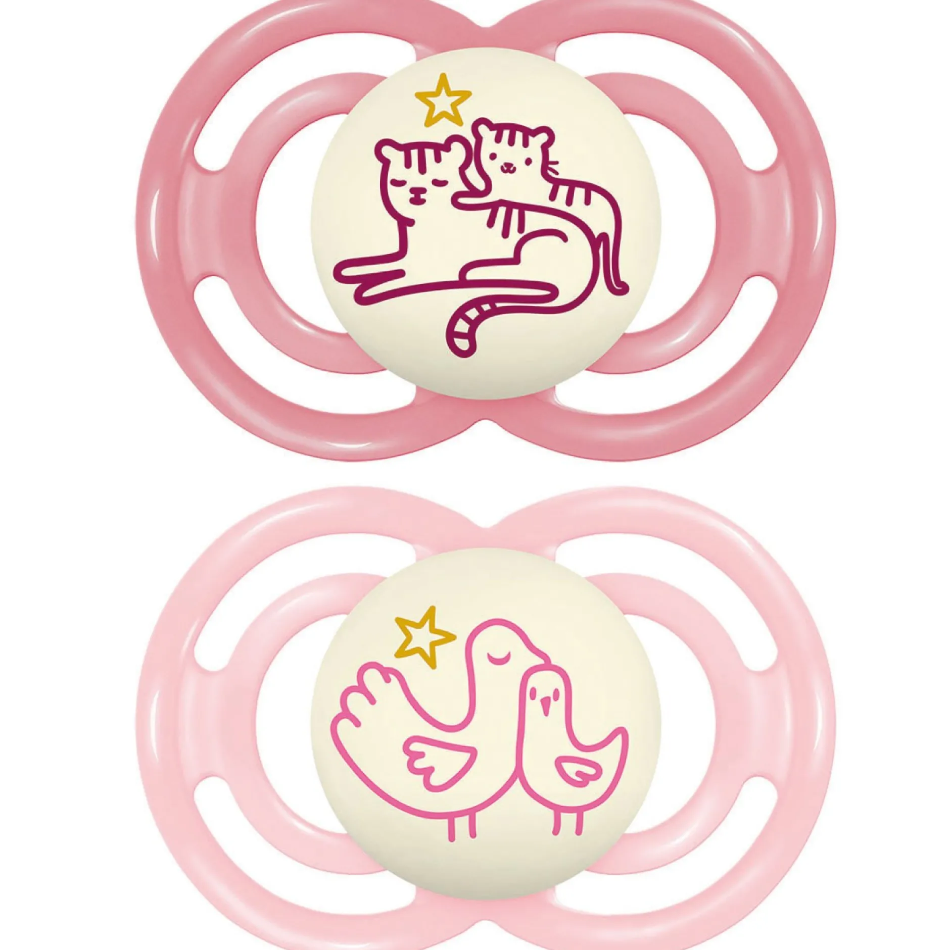 Biberons Pp (Polypropylène)*Mam Lot de 2 sucettes Perfect Nuit 6m+ Aléatoire de Duo Animaux