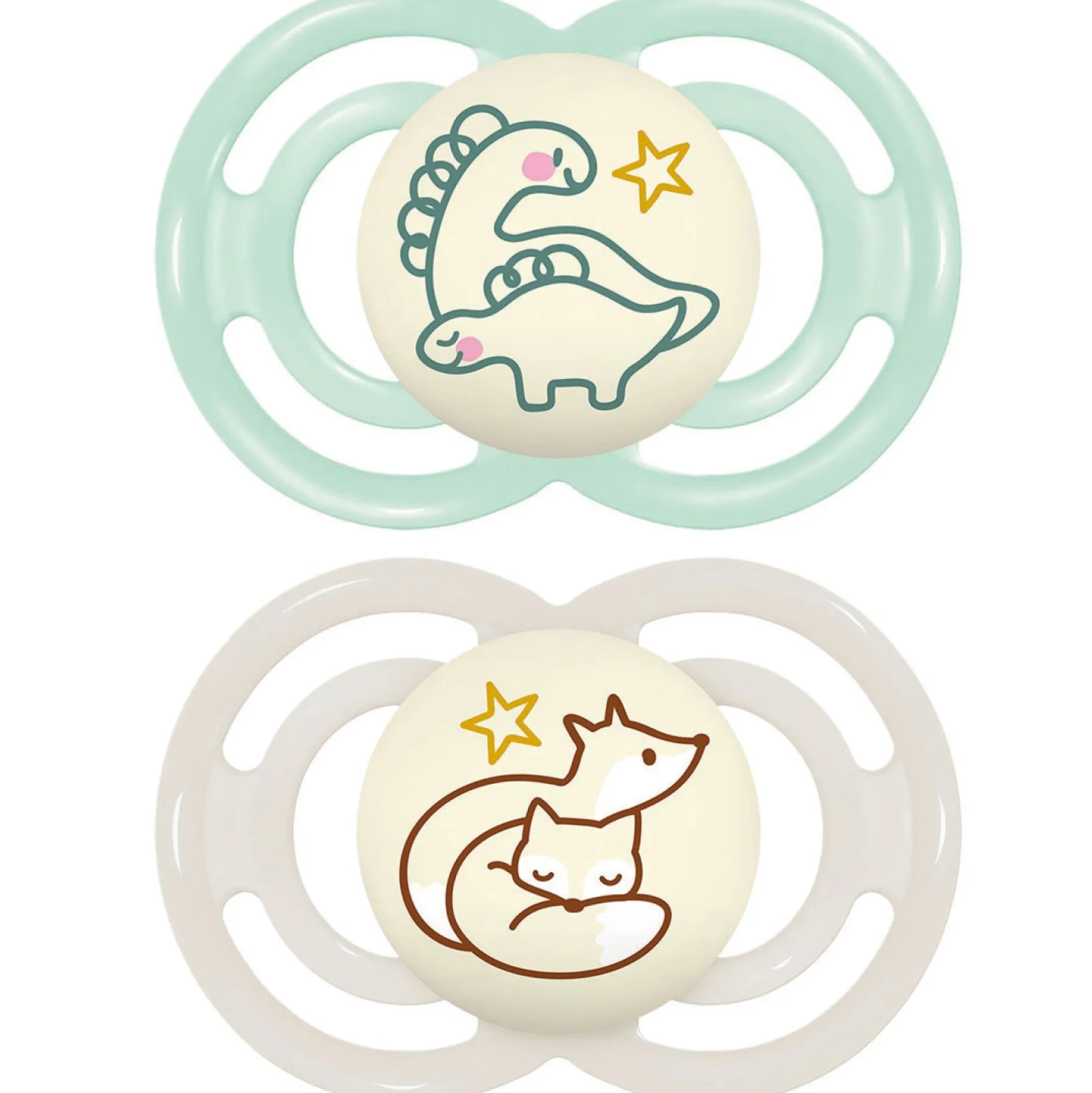 Biberons Pp (Polypropylène)*Mam Lot de 2 sucettes Perfect Nuit 6m+ Aléatoire de Duo Animaux
