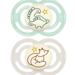 Sucettes*Mam Lot de 2 Sucettes Perfect Nuit 18M+ de Animaux Aléatoire