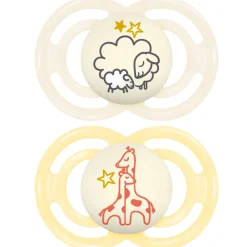 Sucettes*Mam Lot de 2 Sucettes Perfect Nuit 18M+ de Animaux Aléatoire