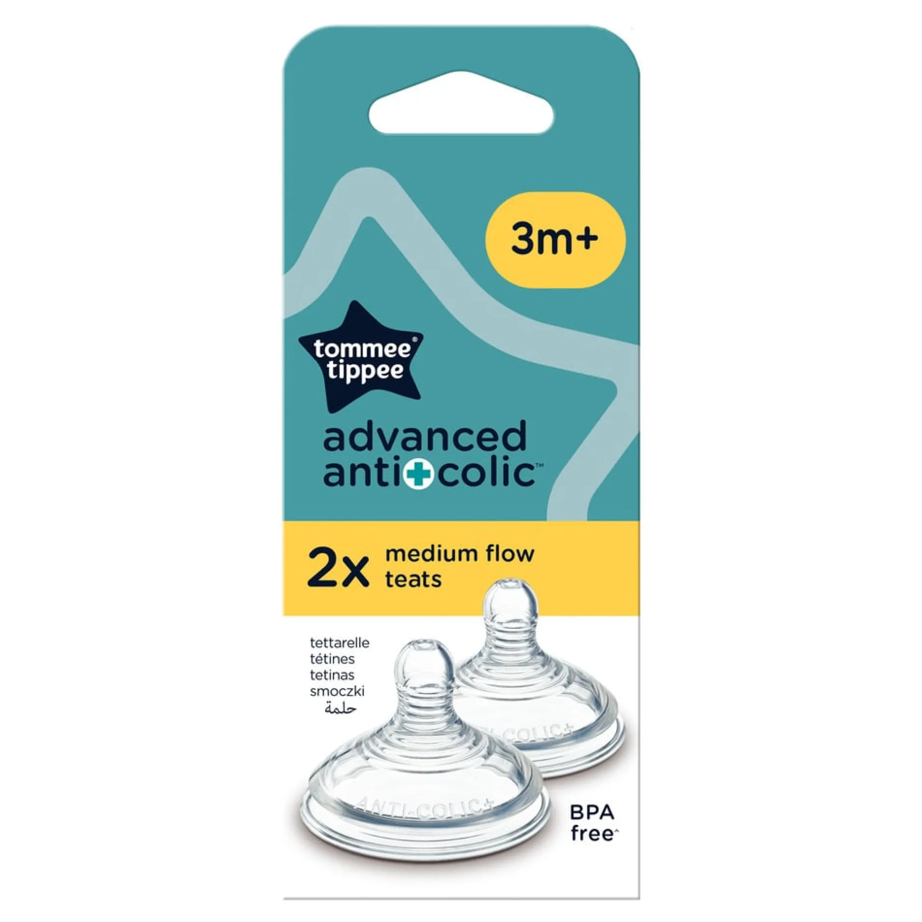 Tétines*Tommee Tippee Lot de 2 tétines anti-colique Débit moyen de