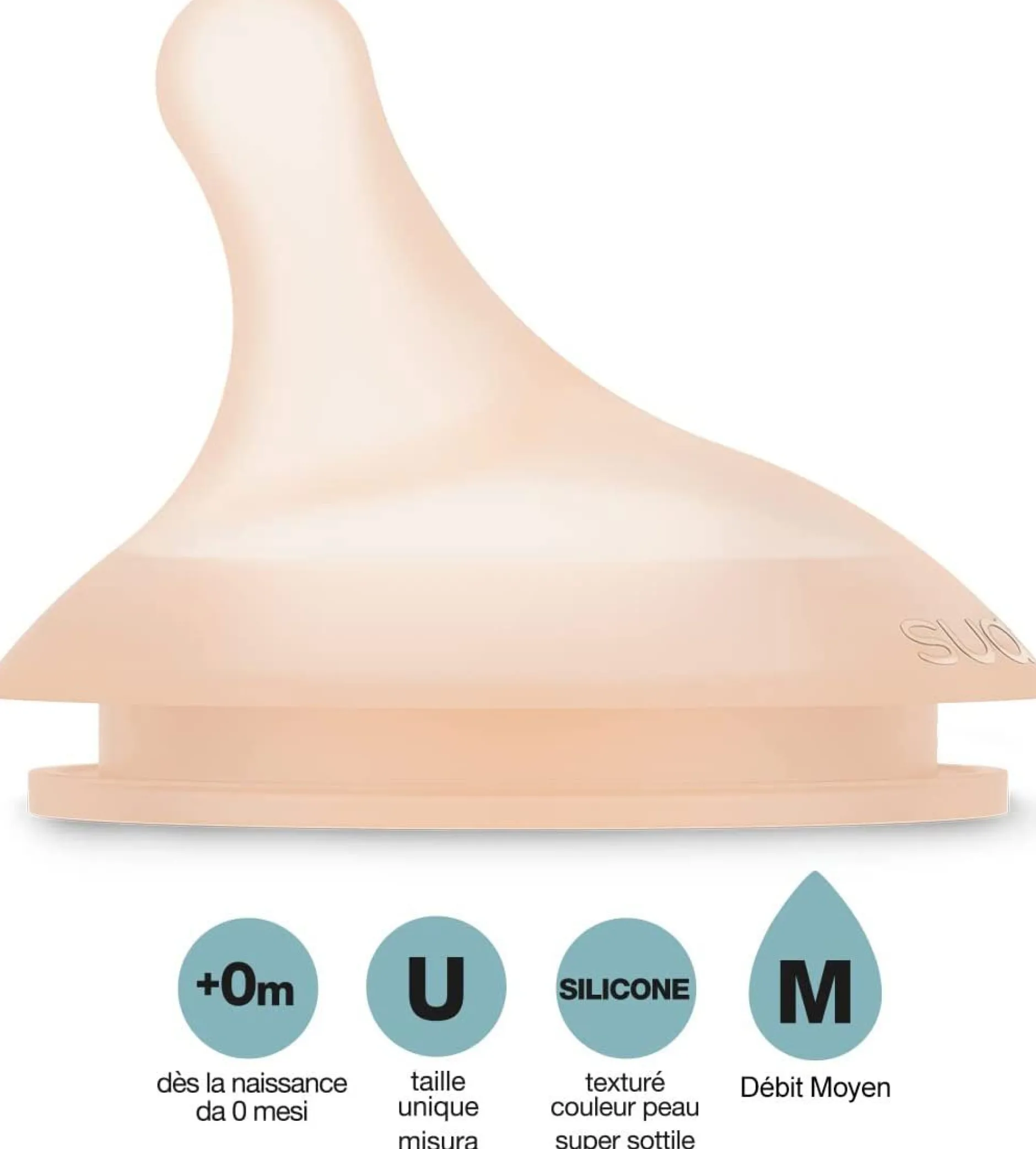 Tétines*Suavinex Lot de 2 tétines anti-colique pour biberon ZERØ.ZERØ Débit moyen de