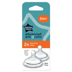 Tétines*Tommee Tippee Lot de 2 tétines anti-colique Débit rapide de