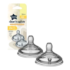 Tétines*Tommee Tippee Lot de 2 tétines Closer to Nature Débit moyen de Transparent