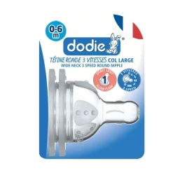 Tétines*Dodie Lot de 2 Tétines Initiation+ Ronde Débit lent 0-6 mois de