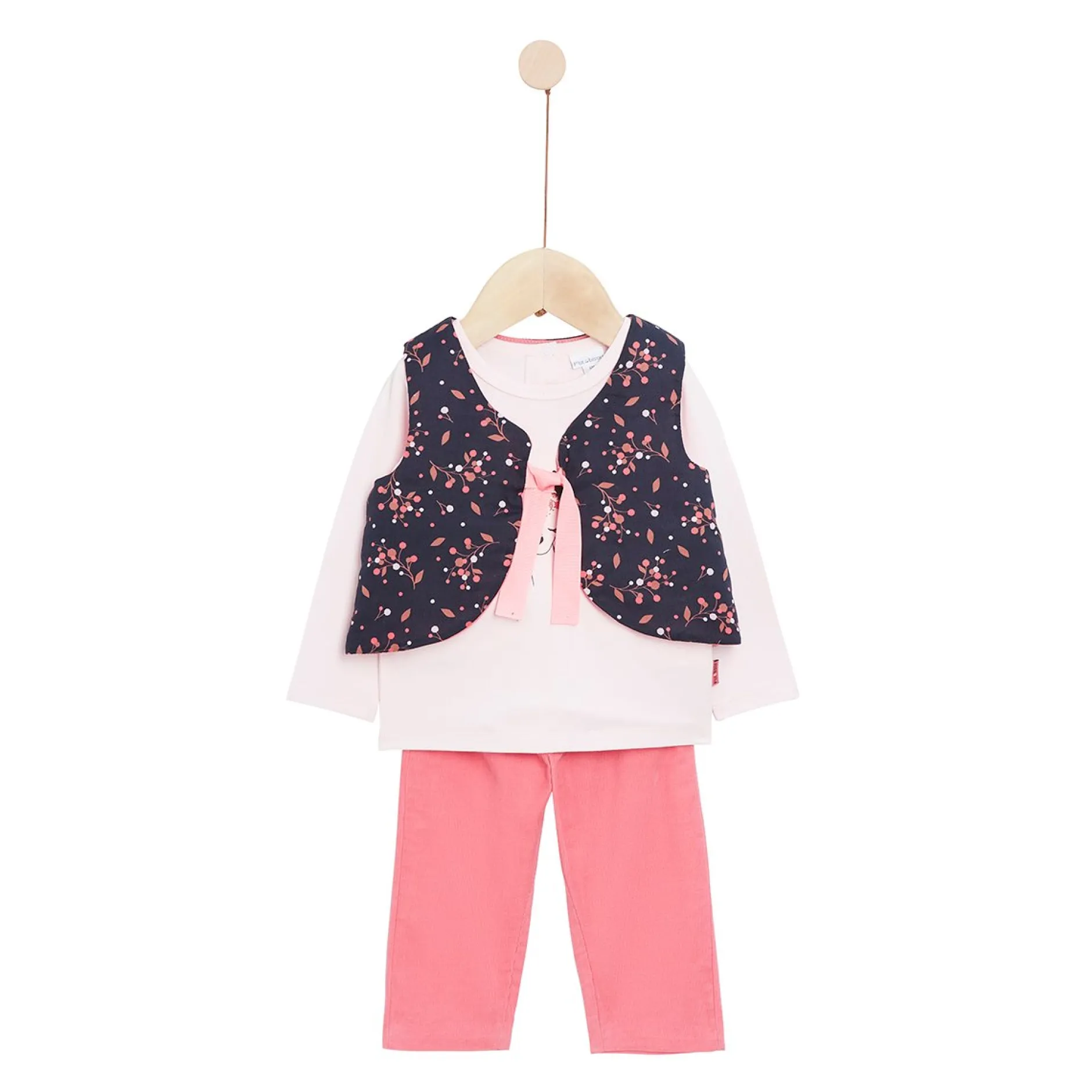 Vestes, Manteaux, Pilotes|Pantalons, Shorts, Leggings*P'tit bisou Lovely Capucine Ensemble 3 pièces 1 mois de Pink Capucine