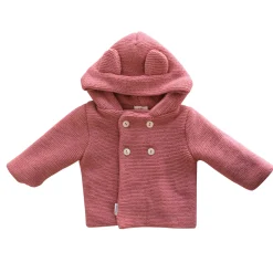 Vestes, Manteaux, Pilotes|Collection Tricot*P'tit bisou Manteau à capuche de Rose