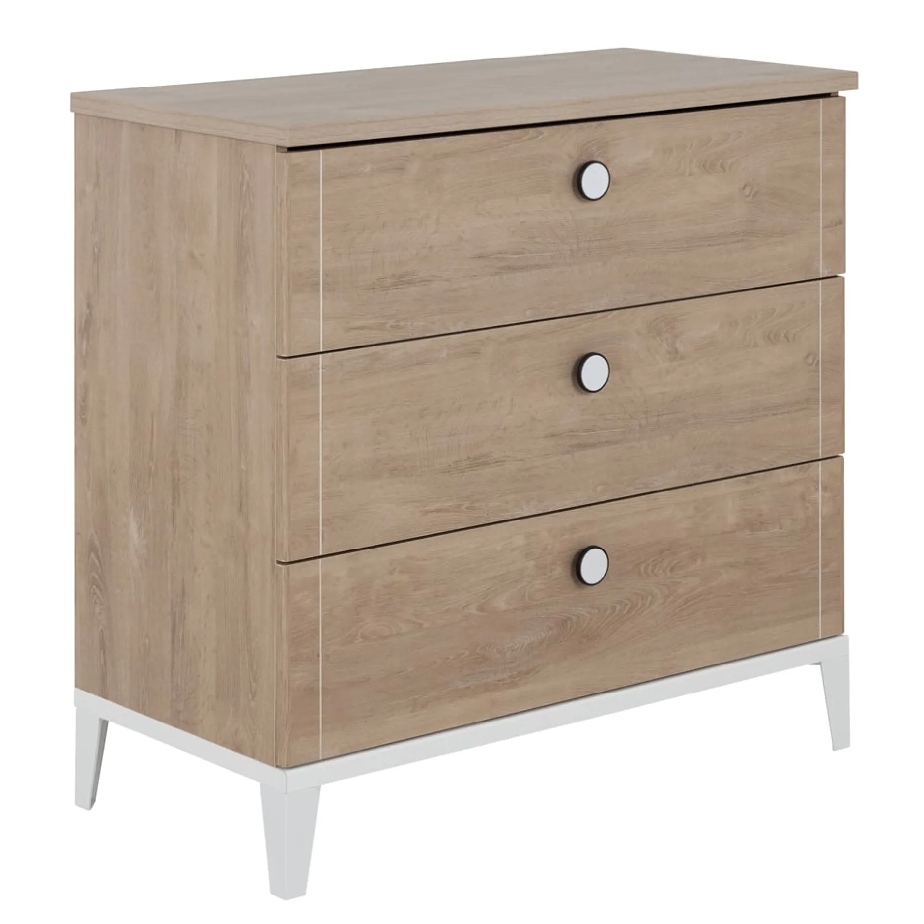 Commodes|Commodes*Galipette Marcel commode 3 tiroirs de Chêne blond/Blanc