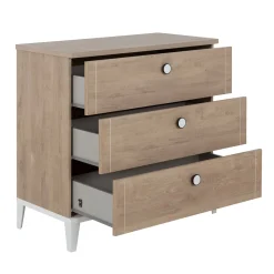 Commodes|Commodes*Galipette Marcel commode 3 tiroirs de Chêne blond/Blanc