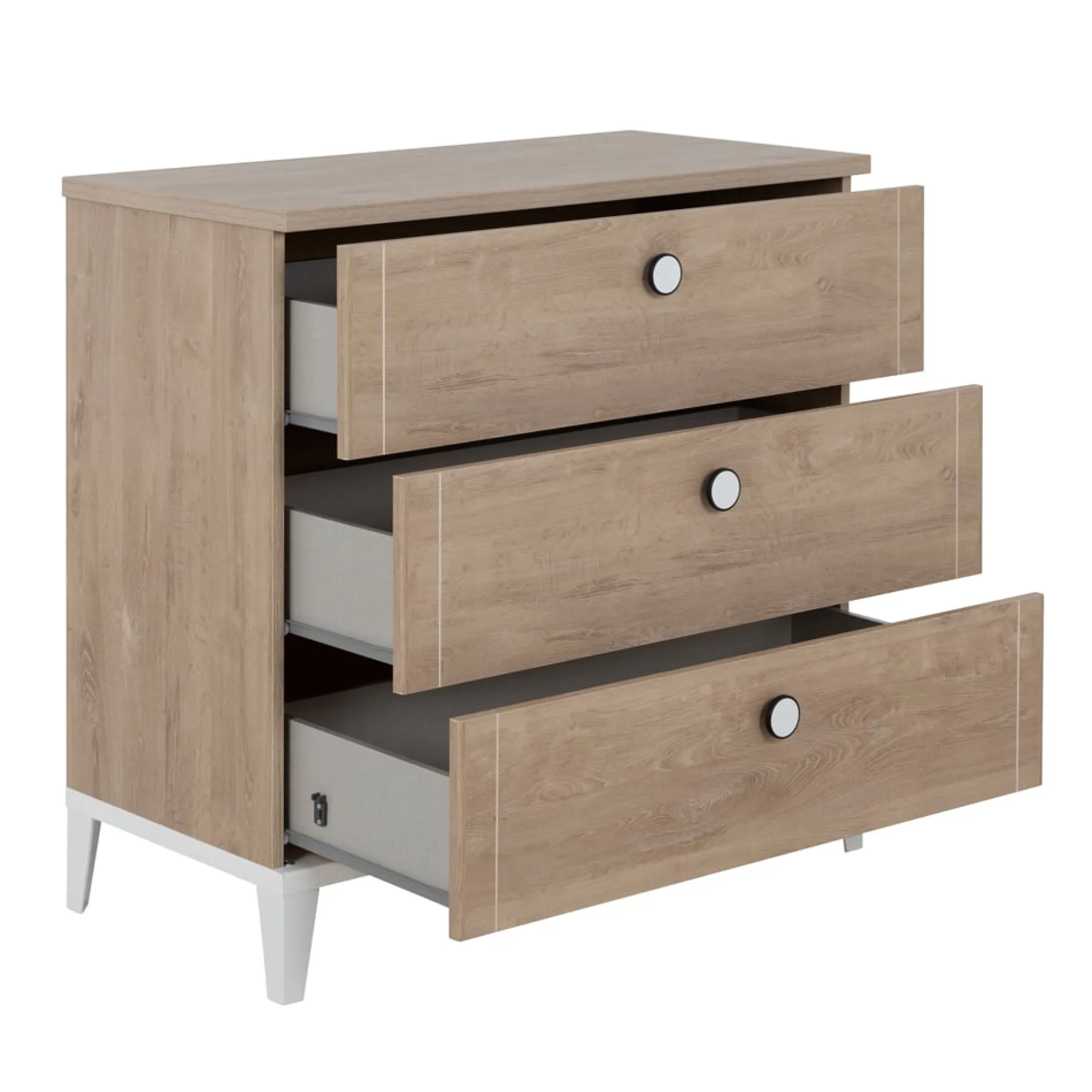 Commodes|Commodes*Galipette Marcel commode 3 tiroirs de Chêne blond/Blanc