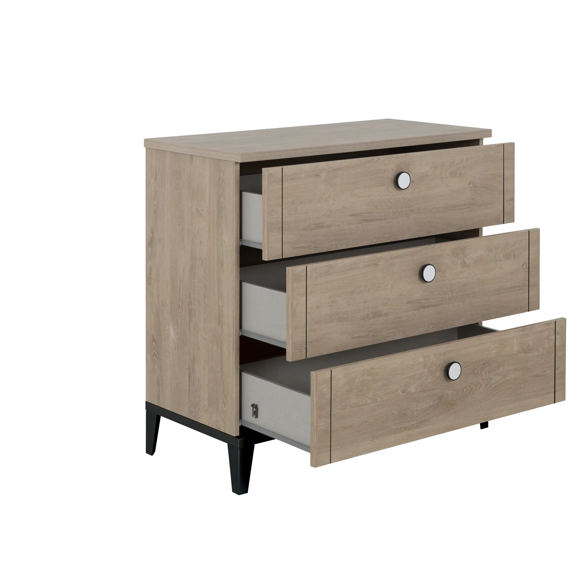 Commodes|Commodes*Galipette Marcel commode 3 tiroirs de Chêne blond/Noir