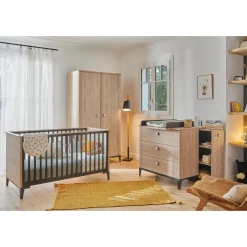 Lits 70X140 Évolutifs*Galipette Marcel lit évolutif 70x140 de Chêne blond/Noir