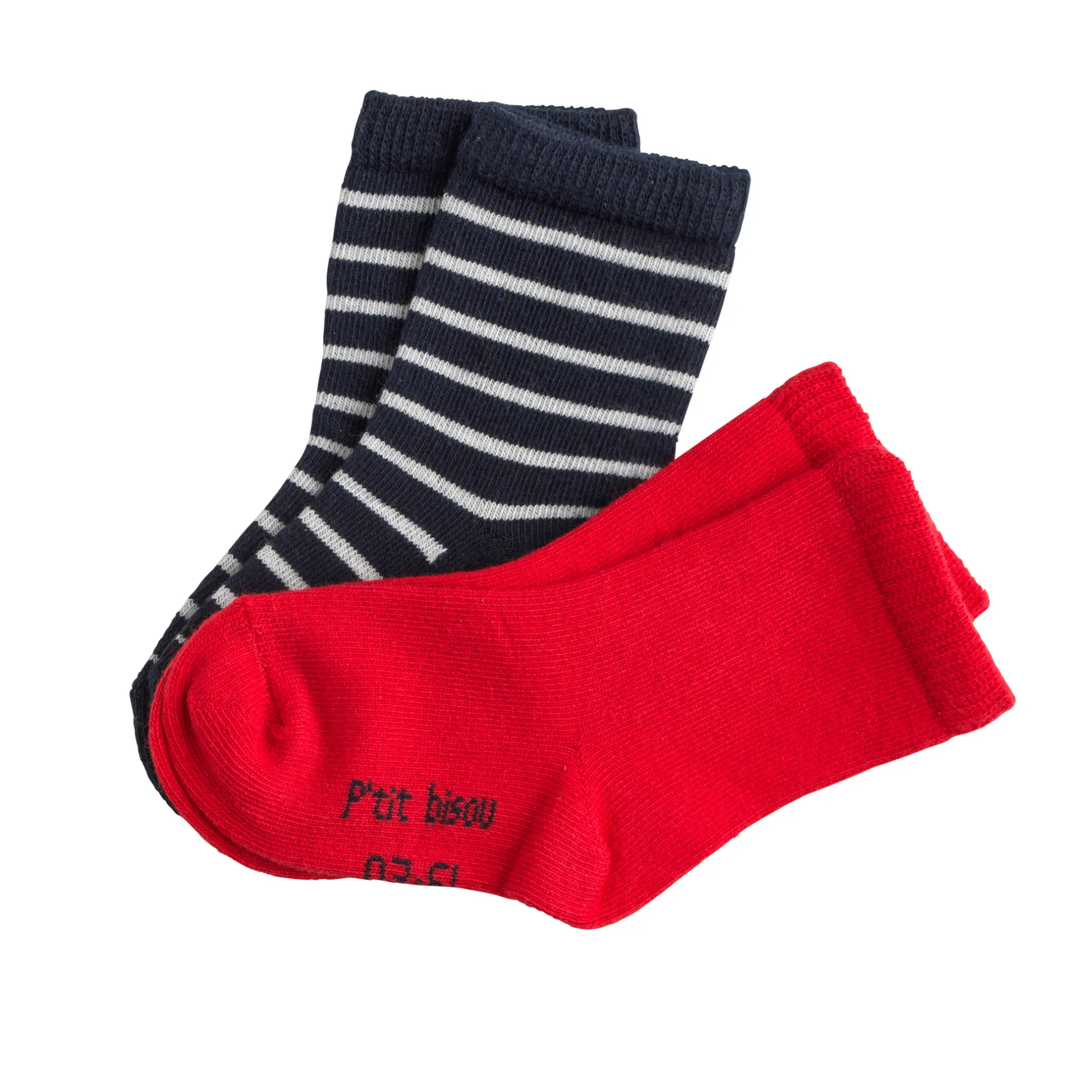 Chaussettes, Chaussons|Chaussettes, Collants, Chaussons*Marèse Marin d'hiver Lot 2 paires de chaussettes 15/16 de Rouge / Rayures