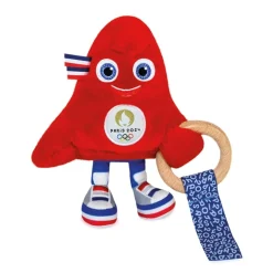 Hochets*Doudou et Compagnie Mascotte Officielle JO 2024 Hochet avec anneau en bois de Rouge