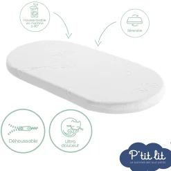 Matelas*P'tit lit Matelas de couffin bambou de Ecru