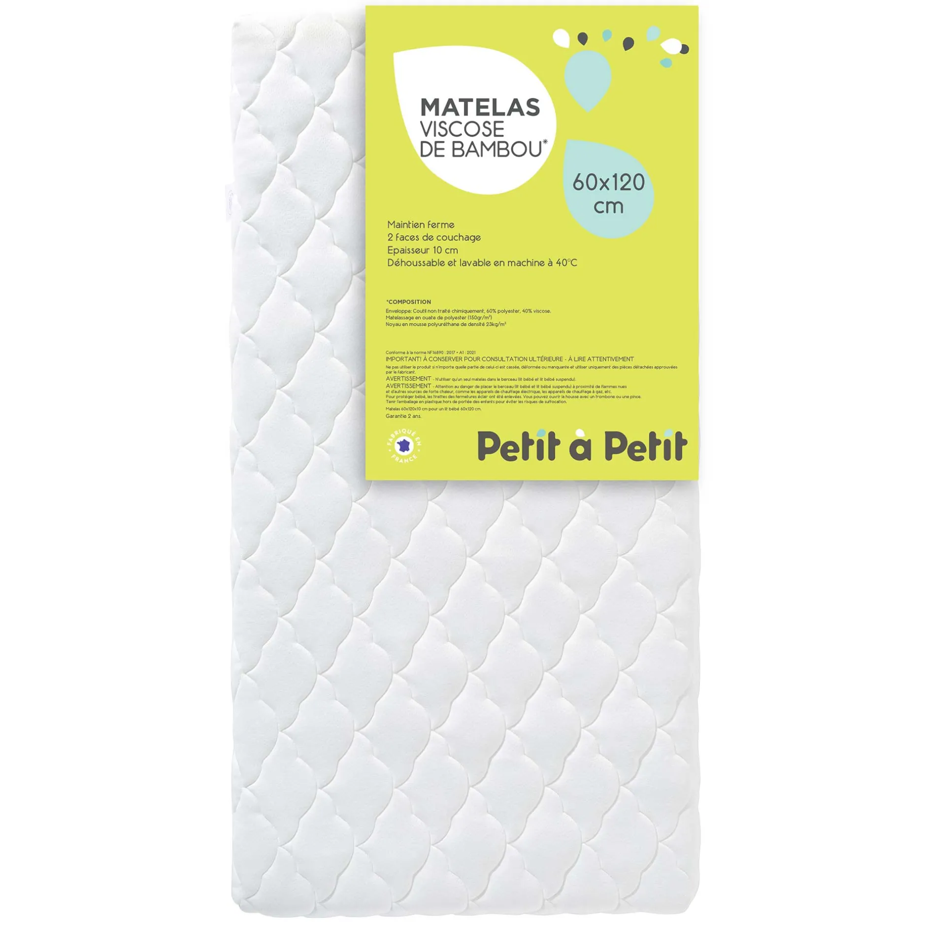 Matelas*Petit à petit Matelas Viscose de Bambou de