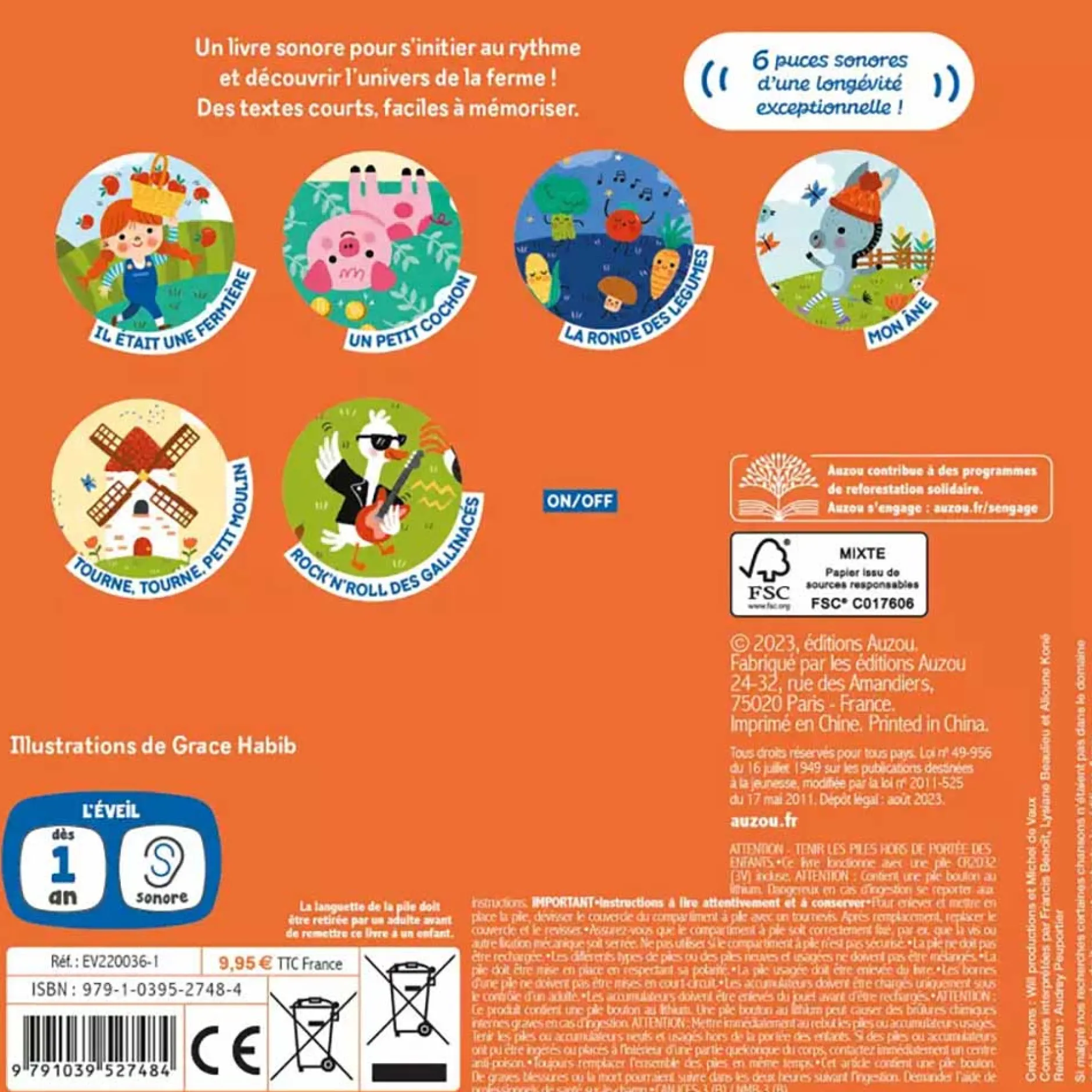 Livres*AUZOU Mes premiers sonores - Mes comptines de la ferme de