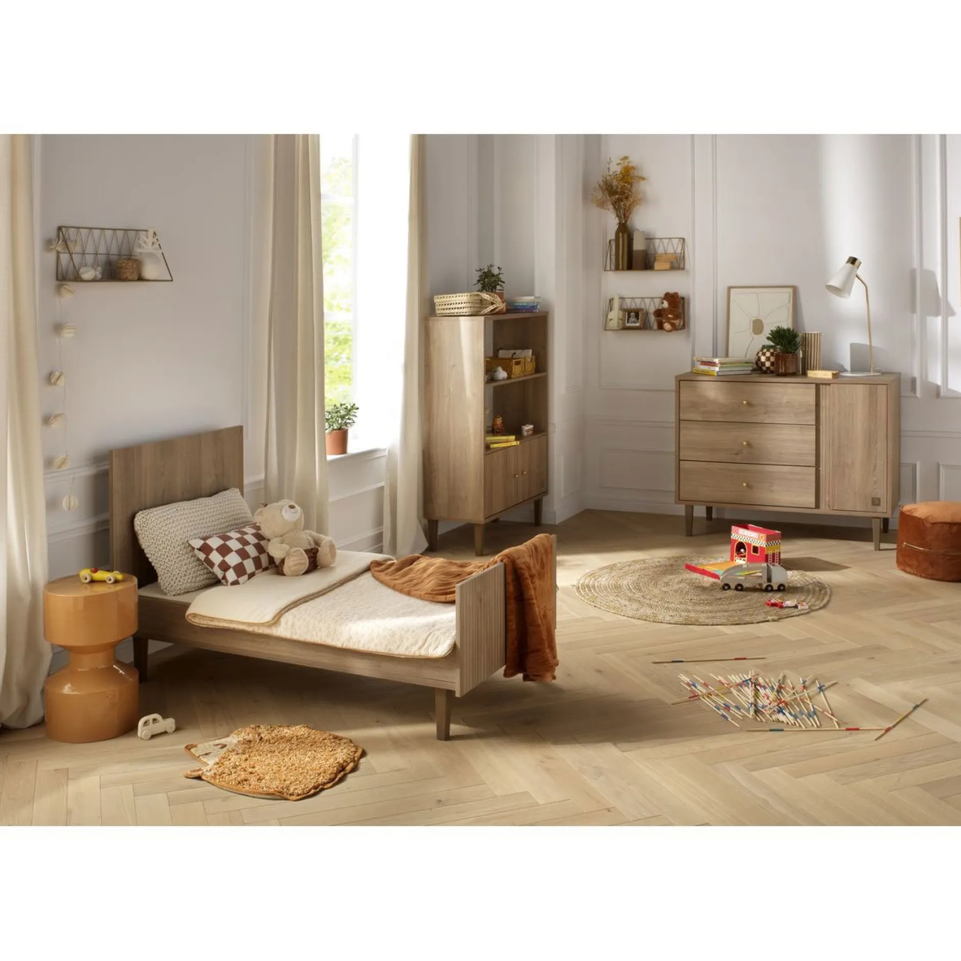 Lits 70X140 Évolutifs*Sauthon Baby's Sweet Home Mokka Lit évolutif Little big bed 70 x 140 cm de Chêne / Mokka