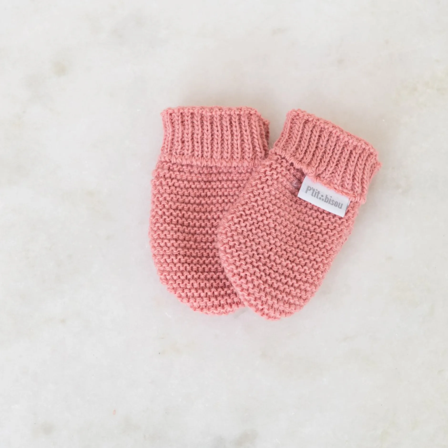 Collection Tricot|Bonnets, Moufles, Chaussons*P'tit bisou Moufles Collection Trousseau Tricot 2019 0-1 mois de Rose Petunia